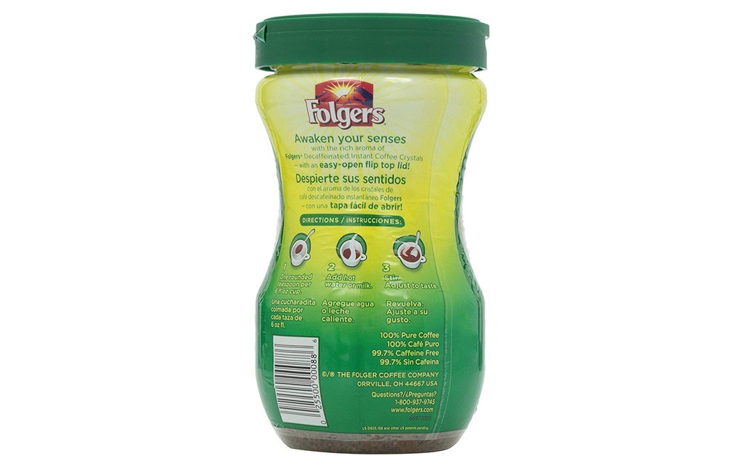 Folgers Classic Decaf, Decaffeinated Instant Coffee Crystals   Plastic Jar  226 grams